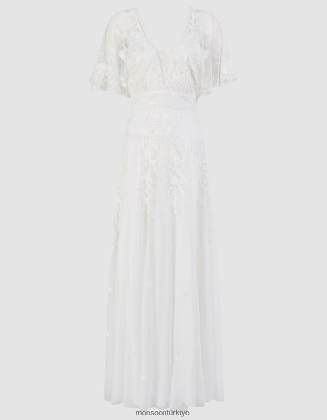 Monsoon kadınlar maggie işlemeli gelinlik JH86BT932 Giyim fildişi