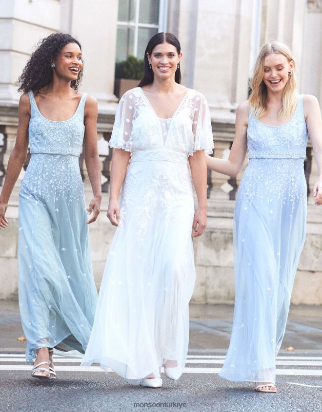 Monsoon kadınlar maggie işlemeli gelinlik JH86BT932 Giyim fildişi