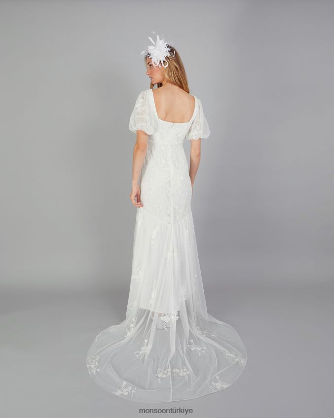 Monsoon kadınlar menekşe işlemeli maxi gelin elbisesi JH86BT398 Giyim fildişi