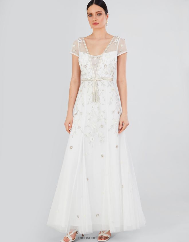 Monsoon kadınlar michelle işlemeli maxi elbise JH86BT620 Giyim fildişi