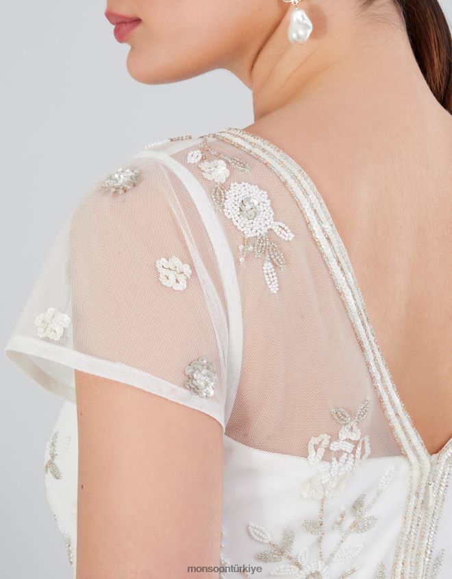 Monsoon kadınlar michelle işlemeli maxi elbise JH86BT620 Giyim fildişi