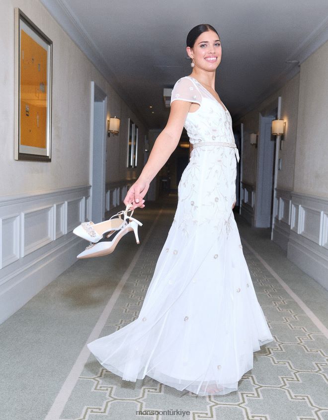 Monsoon kadınlar michelle işlemeli maxi elbise JH86BT620 Giyim fildişi