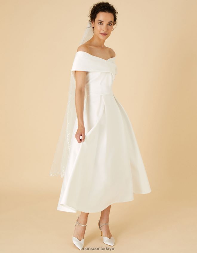 Monsoon kadınlar miranda bardot midi gelinlik JH86BT1126 Giyim fildişi