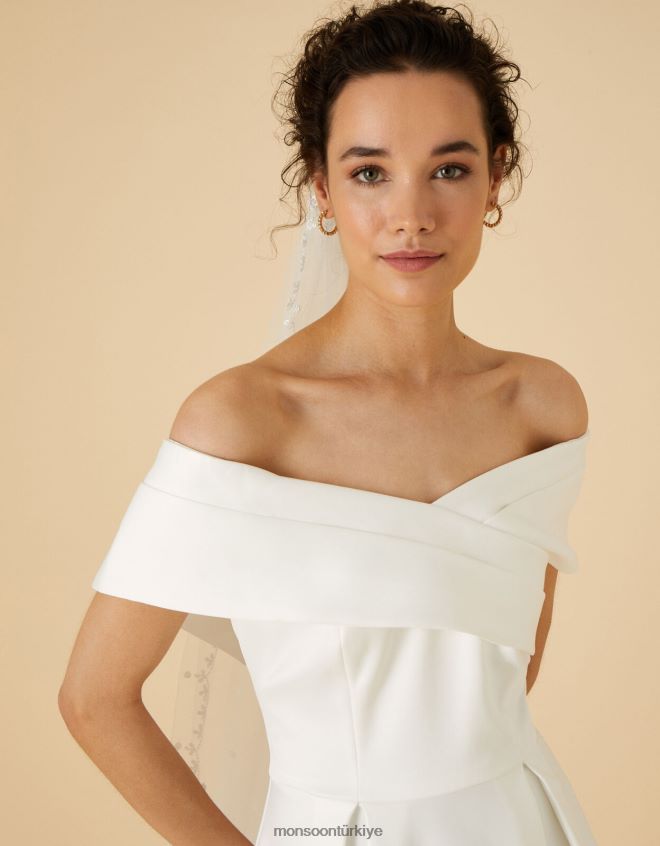 Monsoon kadınlar miranda bardot midi gelinlik JH86BT1126 Giyim fildişi