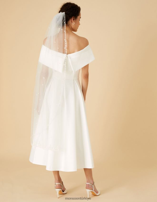 Monsoon kadınlar miranda bardot midi gelinlik JH86BT1126 Giyim fildişi