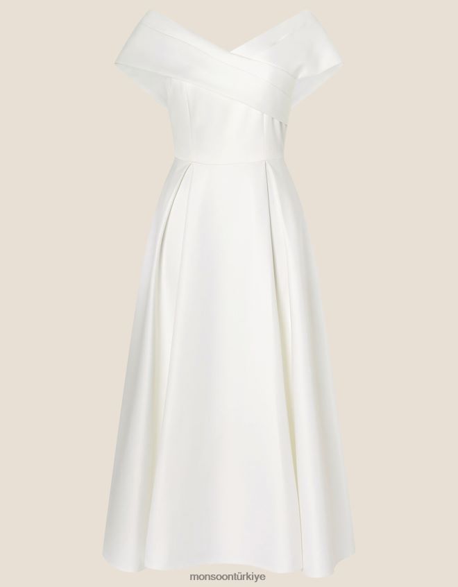 Monsoon kadınlar miranda bardot midi gelinlik JH86BT1126 Giyim fildişi