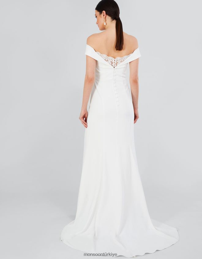 Monsoon kadınlar nancy bardot uzun gelinlik JH86BT723 Giyim fildişi