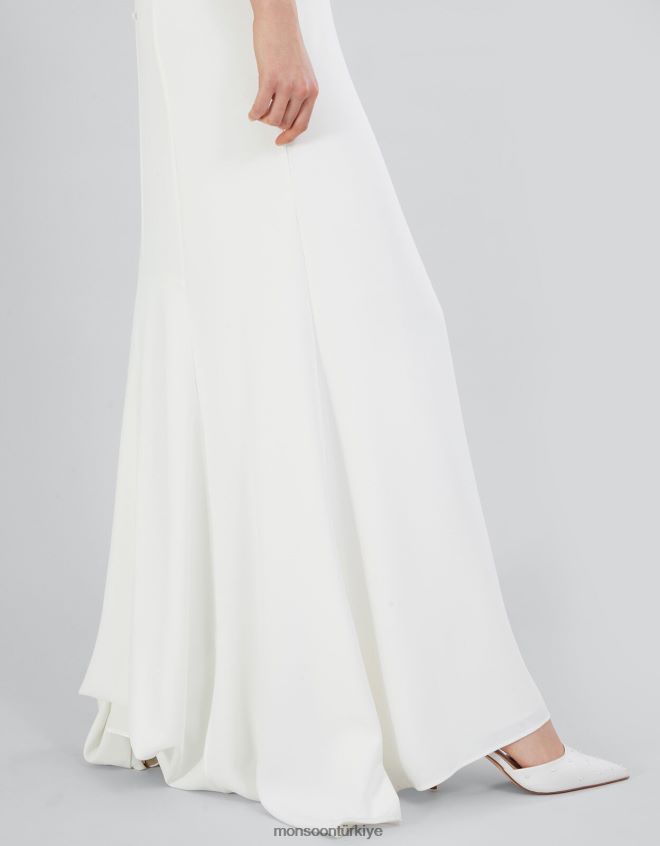 Monsoon kadınlar nancy bardot uzun gelinlik JH86BT723 Giyim fildişi