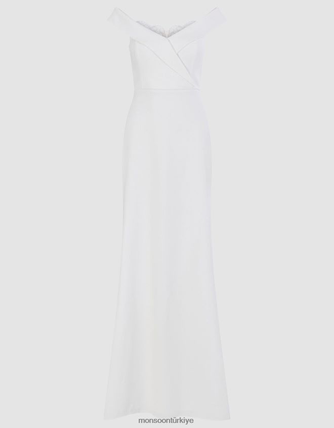 Monsoon kadınlar nancy bardot uzun gelinlik JH86BT723 Giyim fildişi