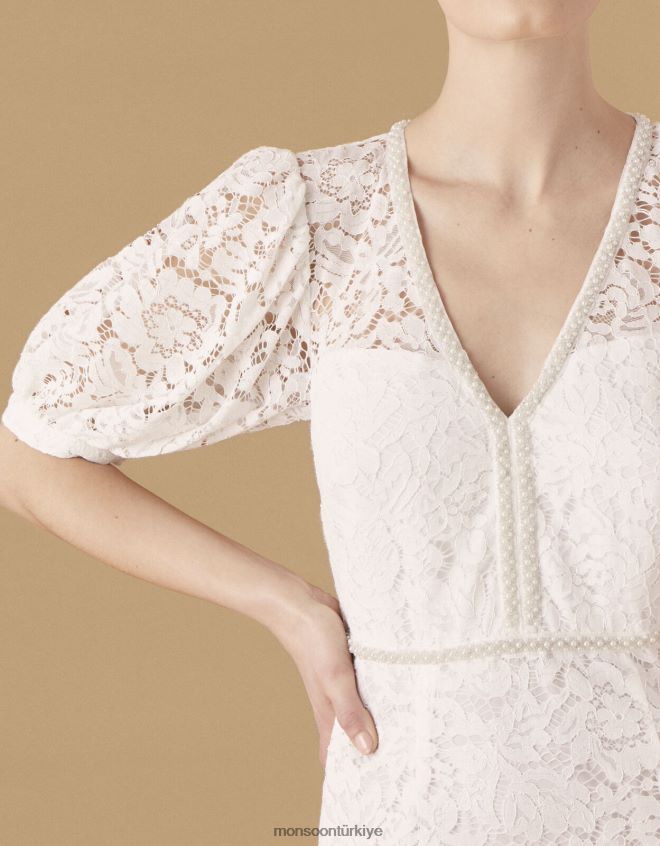 Monsoon kadınlar nicky boncuklu dantel gelinlik JH86BT2741 Giyim fildişi