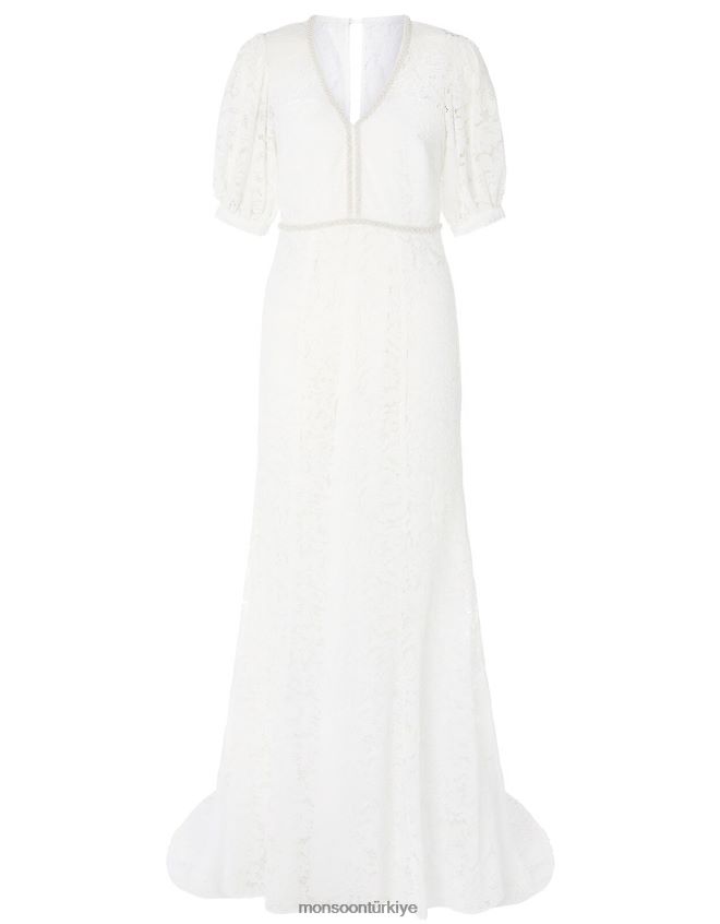 Monsoon kadınlar nicky boncuklu dantel gelinlik JH86BT2741 Giyim fildişi