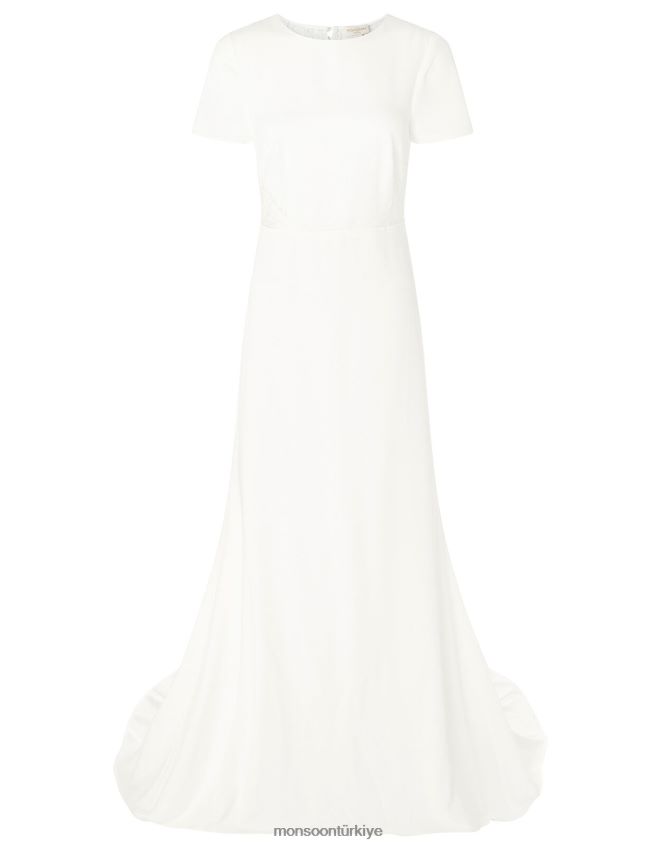 Monsoon kadınlar shauna krep ve dantel gelinlik JH86BT1142 Giyim fildişi