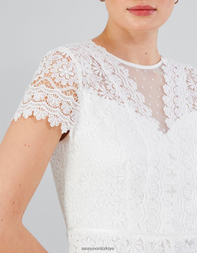 Monsoon kadınlar sienna dantelli uzun gelinlik elbise JH86BT9 Giyim fildişi