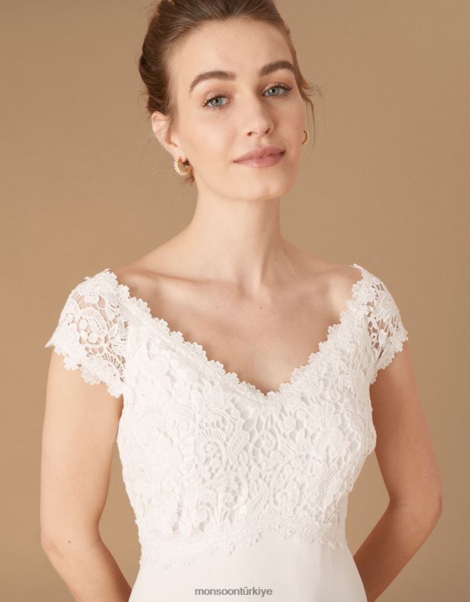 Monsoon kadınlar sloane dantel korse bardot gelinlik JH86BT1153 Giyim fildişi