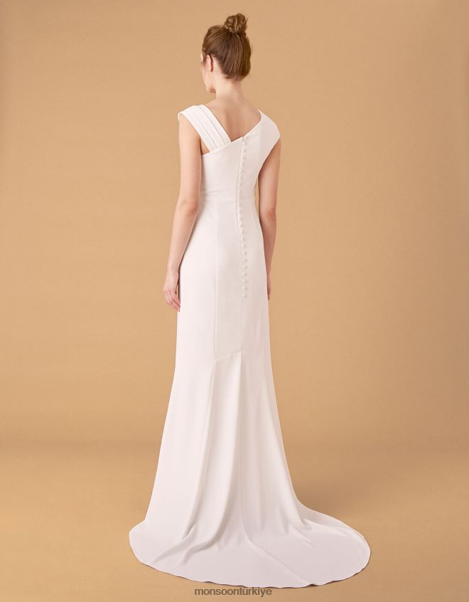 Monsoon kadınlar tess işlemeli broşlu gelinlik JH86BT1127 Giyim fildişi