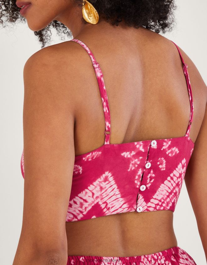 Monsoon kadınlar Lenzing Ecovero\'da bandhani boya desenli maxi elbise JH86BT318 Giyim pembe