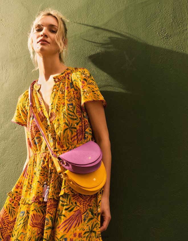 Monsoon kadınlar Lenzing Ecovero'da çiçek ve palmiye desenli elbise JH86BT379 Giyim sarı