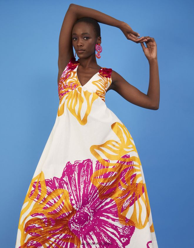 Monsoon kadınlar Sürdürülebilir pamuktan marguerite çiçekli poplin elbise JH86BT350 Giyim fildişi