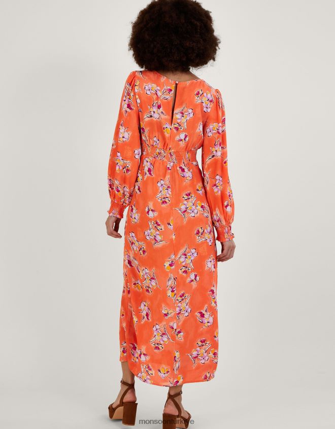 Monsoon kadınlar Sürdürülebilir viskondan talitha çay elbisesi JH86BT774 Giyim turuncu