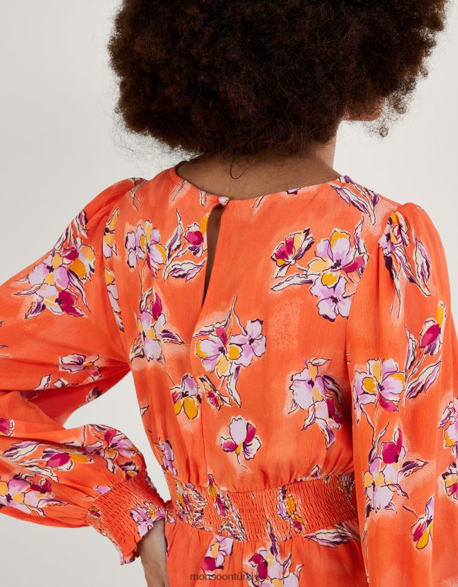 Monsoon kadınlar Sürdürülebilir viskondan talitha çay elbisesi JH86BT774 Giyim turuncu