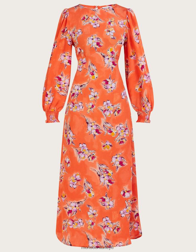 Monsoon kadınlar Sürdürülebilir viskondan talitha çay elbisesi JH86BT774 Giyim turuncu