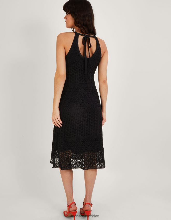 Monsoon kadınlar askılı metalik pointelle kısa elbise JH86BT788 Giyim siyah