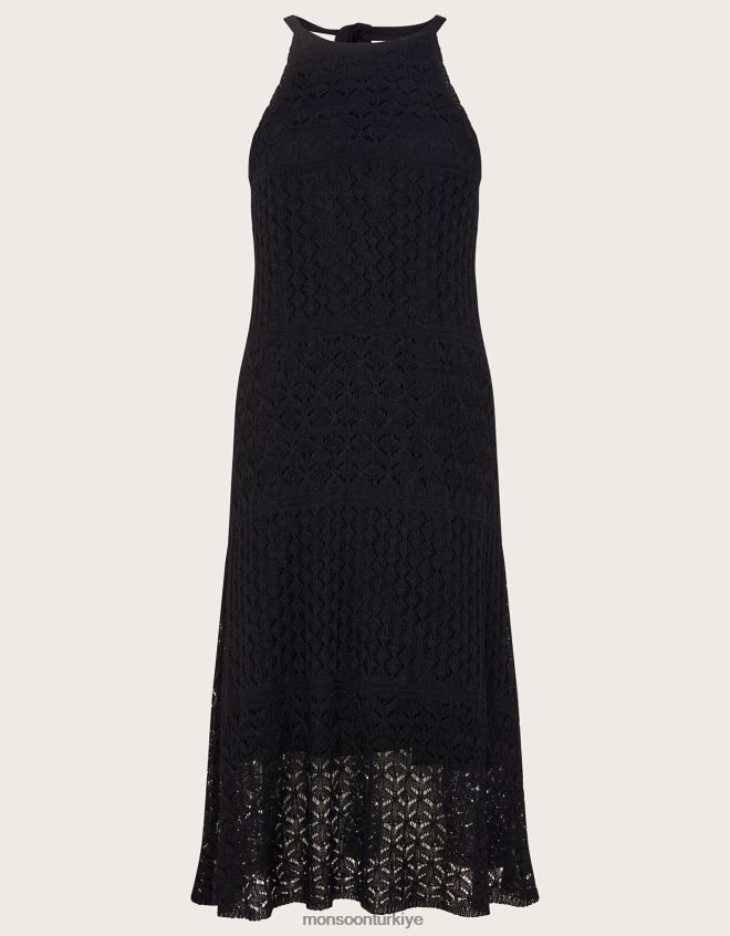 Monsoon kadınlar askılı metalik pointelle kısa elbise JH86BT788 Giyim siyah