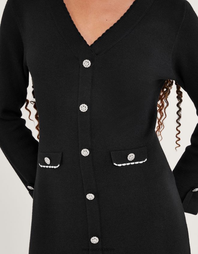 Monsoon kadınlar cep detaylı triko elbise JH86BT129 Giyim siyah