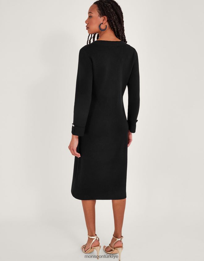 Monsoon kadınlar cep detaylı triko elbise JH86BT129 Giyim siyah