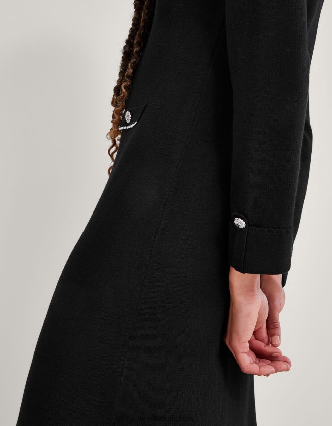 Monsoon kadınlar cep detaylı triko elbise JH86BT129 Giyim siyah