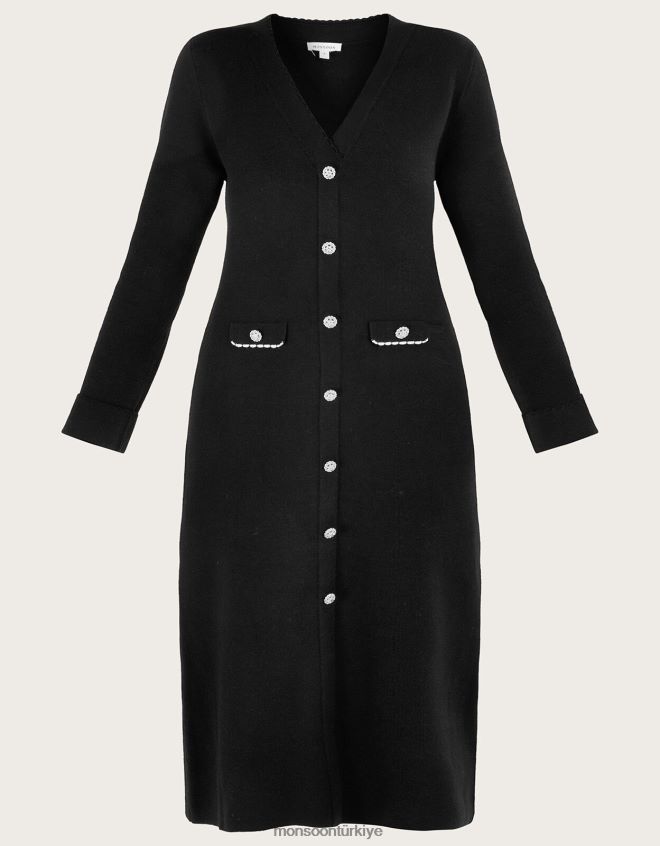 Monsoon kadınlar cep detaylı triko elbise JH86BT129 Giyim siyah