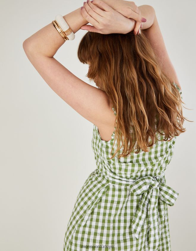 Monsoon kadınlar şemsiye desenli katmanlı elbise JH86BT842 Giyim yeşil