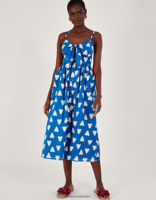 Monsoon kadınlar üçgen batik boya cami elbise JH86BT359 Giyim mavi