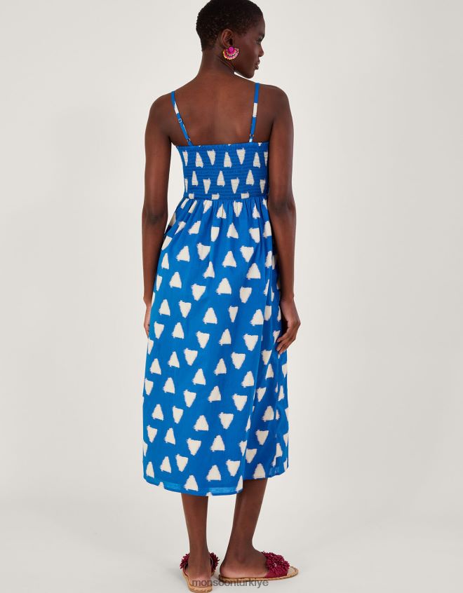 Monsoon kadınlar üçgen batik boya cami elbise JH86BT359 Giyim mavi