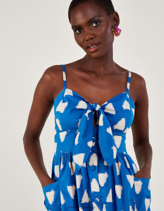 Monsoon kadınlar üçgen batik boya cami elbise JH86BT359 Giyim mavi