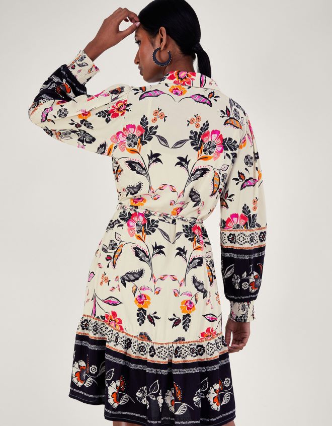 Monsoon kadınlar çiçekli gömlek elbise JH86BT140 Giyim fildişi