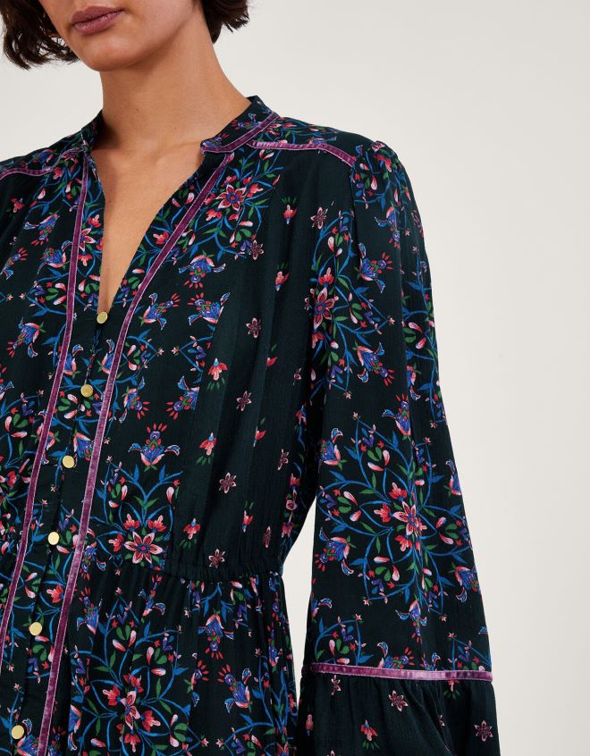 Monsoon kadınlar kadife süslemeli elbise JH86BT1 Giyim siyah