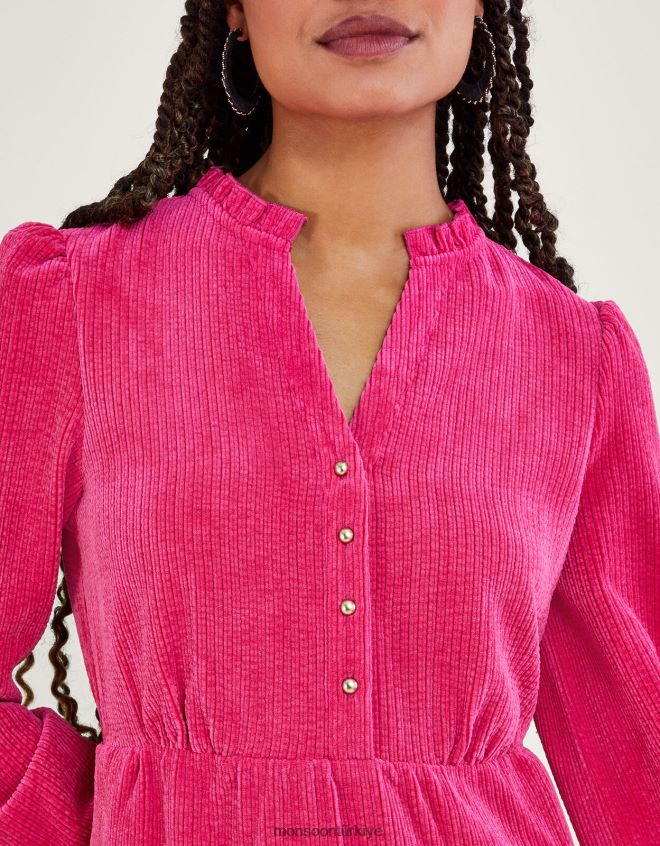 Monsoon kadınlar kordon düğmeli elbise JH86BT68 Giyim pembe