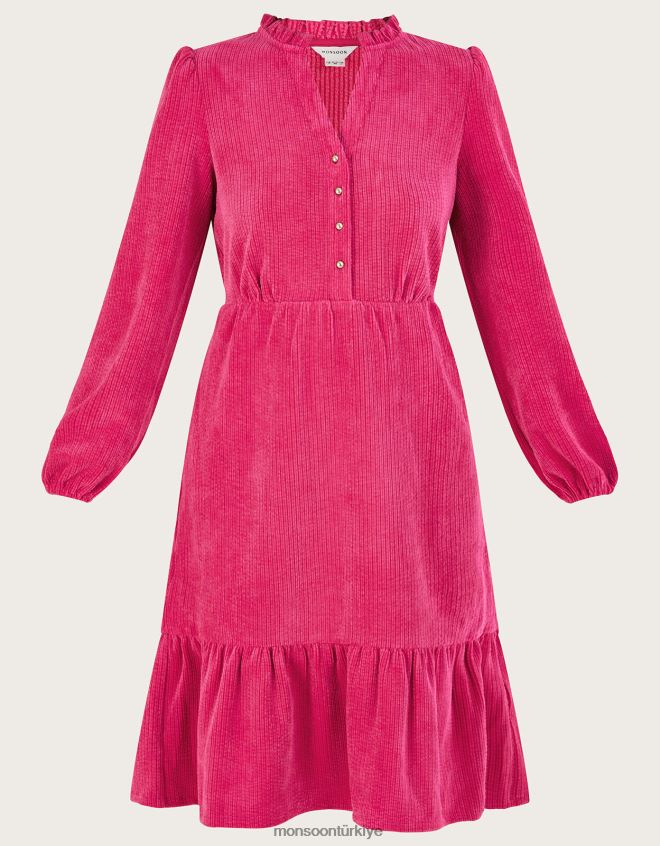 Monsoon kadınlar kordon düğmeli elbise JH86BT68 Giyim pembe