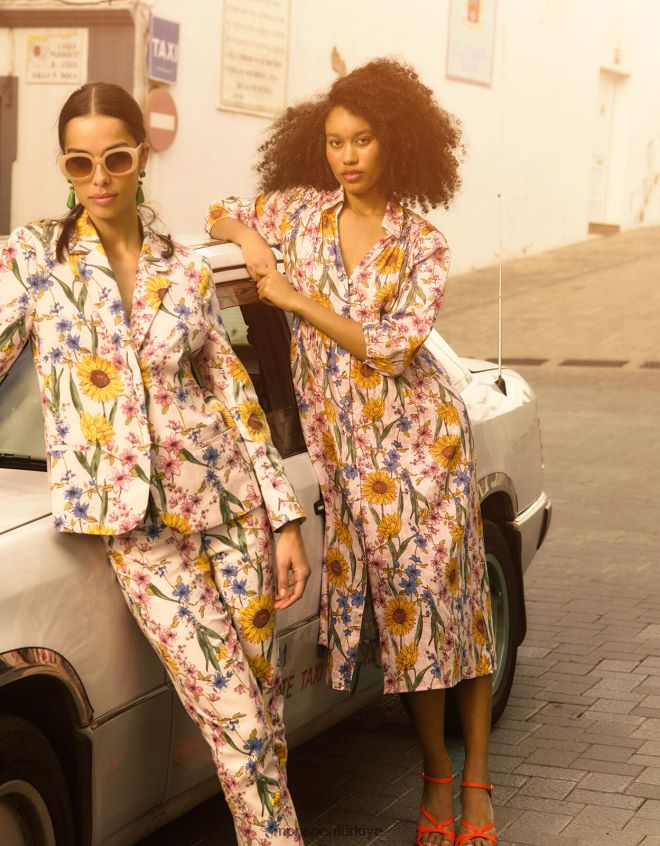 Monsoon kadınlar leilah keten karışımlı gömlek elbise JH86BT551 Giyim pembe (allık)