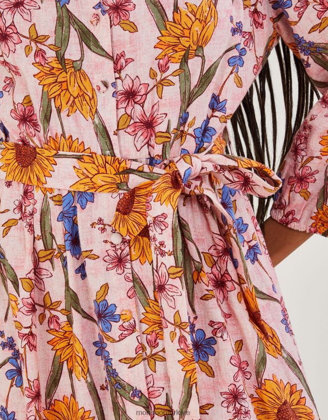 Monsoon kadınlar leilah keten karışımlı gömlek elbise JH86BT551 Giyim pembe (allık)