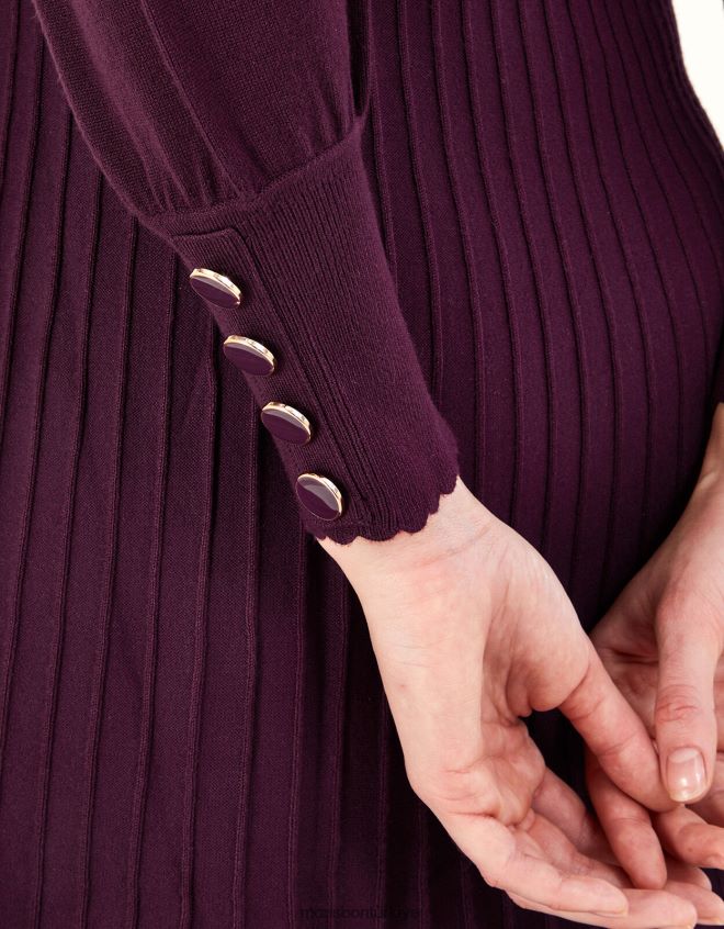 Monsoon kadınlar lenzing ecoverolu geniş yaka elbise JH86BT133 Giyim kırmızı şarap)