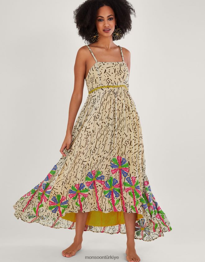 Monsoon kadınlar lenzing ecoverolu mendil desenli elbise JH86BT324 Giyim sarı