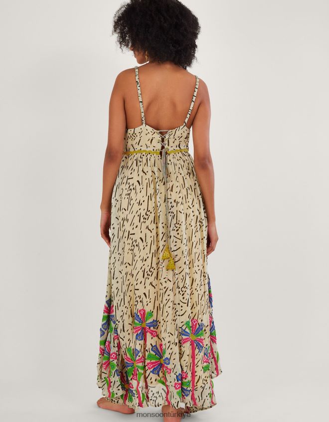 Monsoon kadınlar lenzing ecoverolu mendil desenli elbise JH86BT324 Giyim sarı