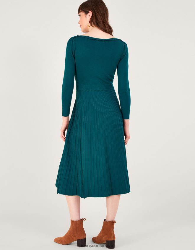 Monsoon kadınlar lenzing ecoverolu pileli yırtmaç yaka midi elbise JH86BT119 Giyim tavuskuşu