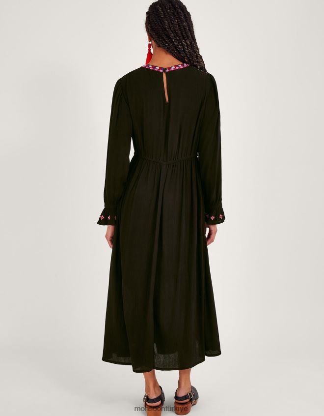 Monsoon kadınlar neon işlemeli maxi elbise JH86BT10 Giyim siyah