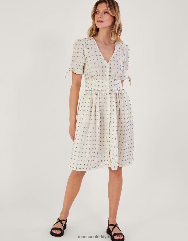 Monsoon kadınlar nokta kısa elbise JH86BT160 Giyim beyaz