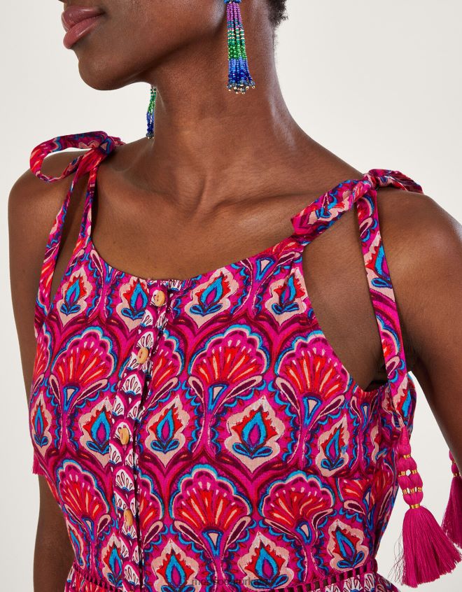 Monsoon kadınlar octavia hayran desenli elbise JH86BT109 Giyim pembe