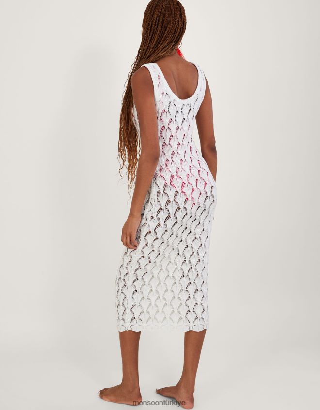 Monsoon kadınlar pointelle dikişli plaj midi elbise JH86BT339 Giyim fildişi