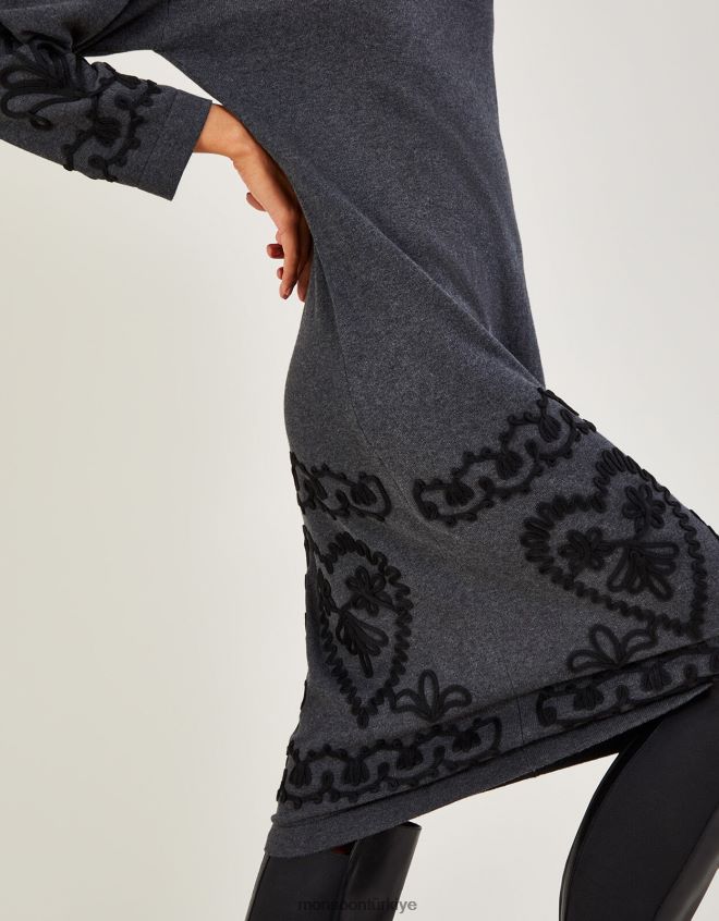 Monsoon kadınlar sürdürülebilir pamuktan cornelli uzun elbise JH86BT385 Giyim gri